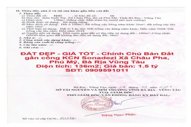 Đất Đẹp - Giá Tốt - Chính Chủ Bán Đất Gần Cổng Kcn Sonadezi Châu Đức, Điểm Đầu Vành Đai 4