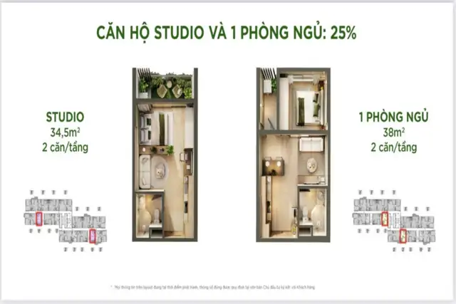 Căn Hộ 1 Phòng Ngủ 38M2 1Pn 1Wc Sky Retreat, Quỹ Hàng Ưu Tiên,Hướng Cao Tốc Thoáng Mát