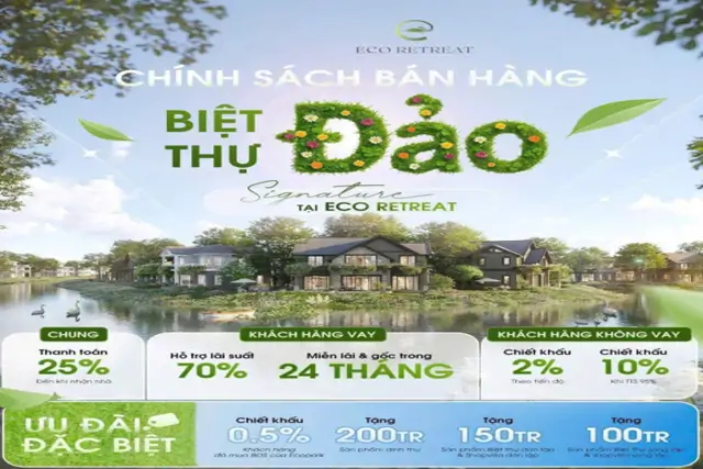 Chỉ Cần 5,5 Tỷ Sở Hữu Ngay Căn Biệt Thự Đảo Eco Retreat 270M2 Của Ecopark Long An