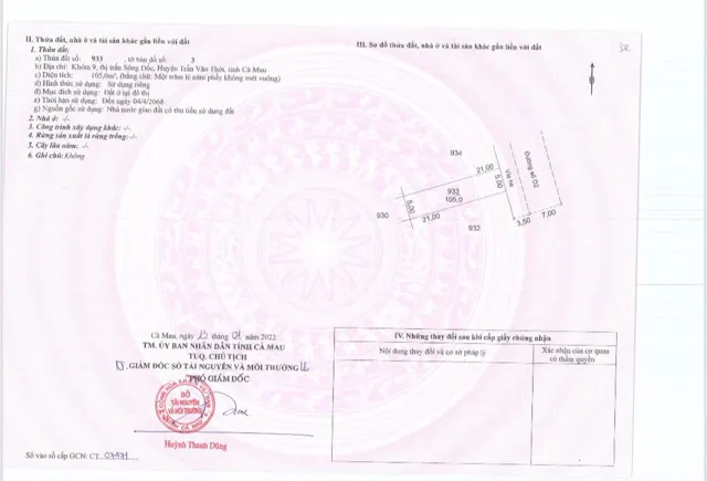 Bán Đất Nền Dự Án Tại Thị Trấn Sông Đốc, Giá Siêu Hời 28 Tr/m2, 105 M2