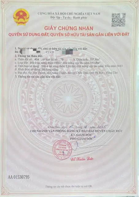 Chủ : Bán Ngang 10 Tdt 750M Có 100Tc Sổ Sẵn Cầm Tay