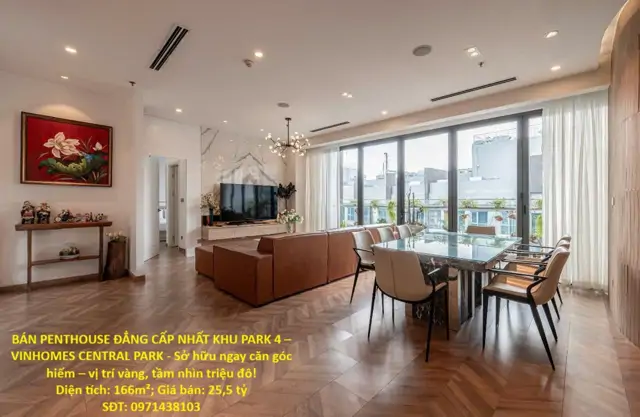 Bán Penthouse Đẳng Cấp Nhất Khu Park 4 – Vinhomes Central Park - Sở Hữu Ngay Căn Góc Hiếm