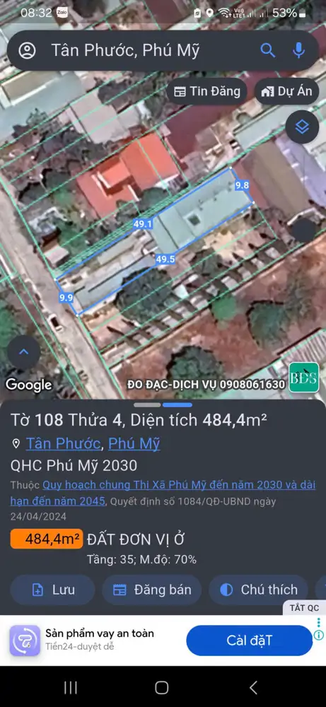 Tân Phước Phú Mỹ Nhà Xưởng 484Mv 40 Thổ Cư
