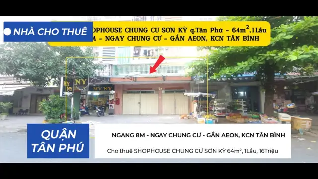Cho Thuê Shophouse Chung Cư Sơn Kỳ 64M², 1Lầu, 16Triệu - Ngang 8M