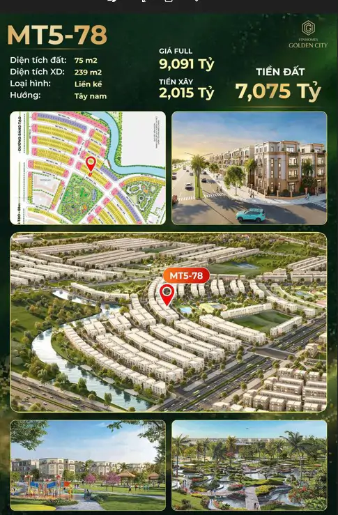  Liền Kề 4 Tầng – Mt5a-20  Vinhomes Golden City