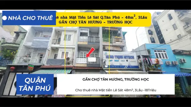 Cho Thuê Nhà Mặt Tiền Lê Sát 48M², 3Lầu -18Triệu - Gần Chợ, Trường Học