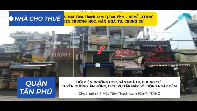 Cho Thuê Nhà Mặt Tiền Thạch Lam 92M², 4Tầng - Đối Diện Trường Học, Gần Ngã Tư