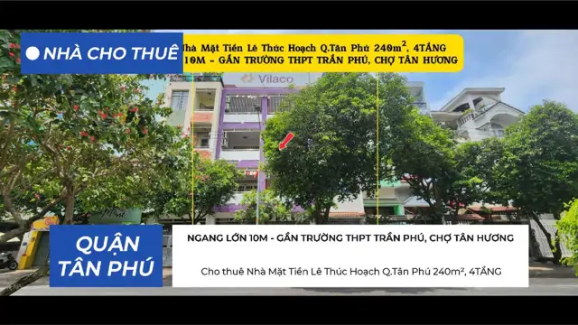Cho Thuê Nhà Mặt Tiền Lê Thúc Hoạch Q.tân Phú 240M², 4Tầng, Ngang 10M, 60Triệu