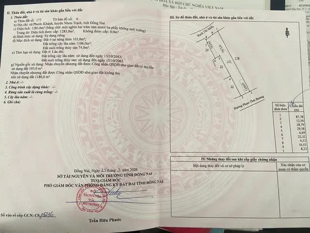 Đất Mặt Tiền Đẹp – Giá Tốt – Chính Chủ Cần Bán Tại Xã Phước Khánh, Huyện Nhơn Trạch