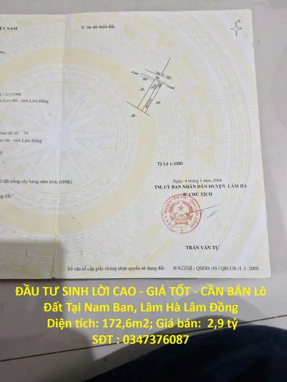 Đầu Tư Sinh Lời Cao - Giá Tốt - Cần Bán Lô Đất Tại Nam Ban, Lâm Hà Lâm Đồng