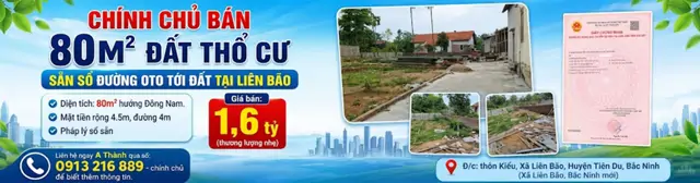 Chính Chủ Bán 80M2 Đất Thổ Cư Sẵn Sổ Đường Oto Tới Đất Tại Liên Bão