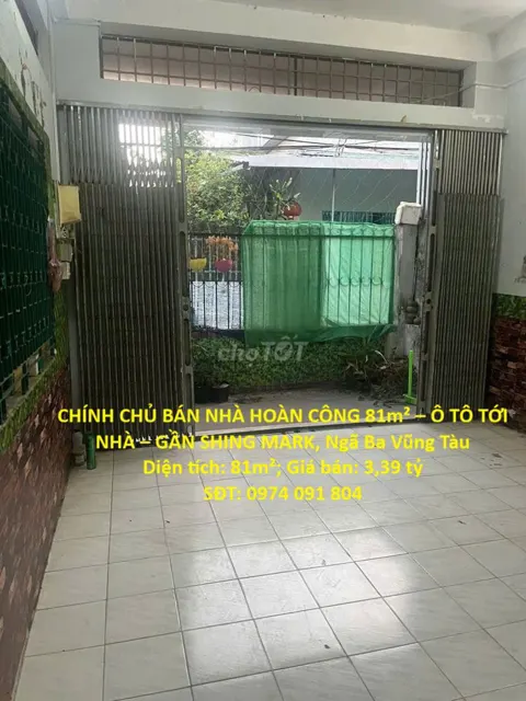 Chính Chủ Bán Nhà Hoàn Công 81M² – Ô Tô Tới Nhà – Gần Shing Mark, Ngã Ba Vũng Tàu