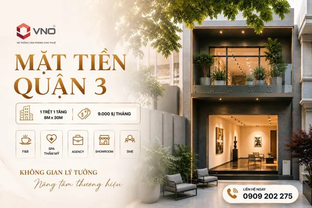 Mặt Tiền Quận 3 – 1 Trệt 1 Tầng – Diện Tích 8M X 30M | Vno 139A Pasteur