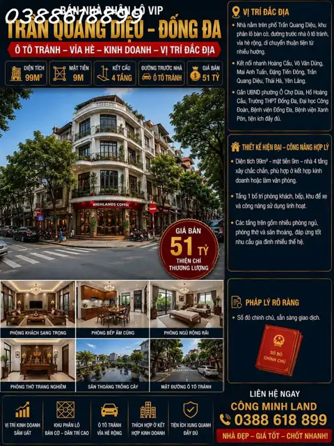 Bán Nhà Phân Lô Vip Trần Quang Diệu - Đống Đa - Ô Tô Tránh - Vỉa Hè - Kinh Doanh - 99M² - Mt 10M