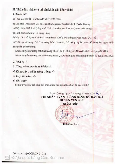 Chính Chủ Bán Lô Đất Đẹp Tại Xã Thái Bình, Yên Sơn, Tuyên Quang