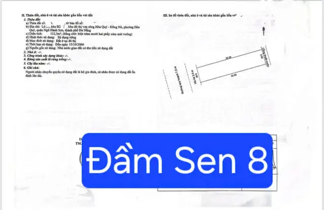 Bán Đất Đường Đầm Sen 8 – Gần Nguyễn Phước Lan