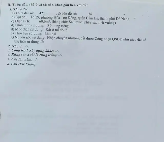 Bán Đất Kiệt K65 Bình Thái 4 - P. Cẩm Lệ, Tp Đà Nẵng