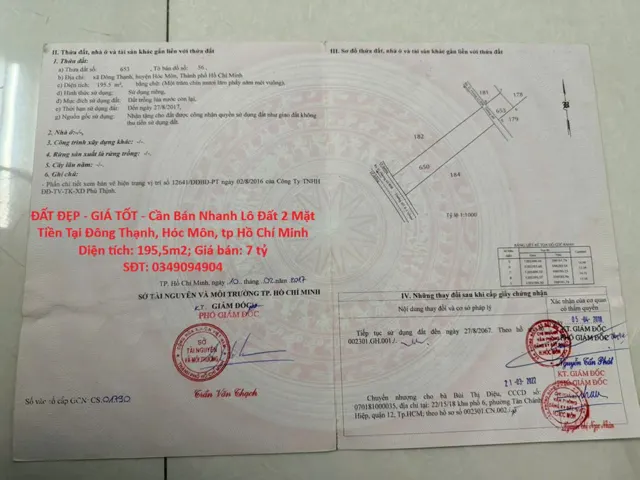 Đất Đẹp - Giá Tốt - Cần Bán Nhanh Lô Đất 2 Mặt Tiền Tại Đông Thạnh, Hóc Môn, Tp Hồ Chí Minh