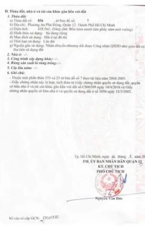 Bán Đất An Phú Đông Quận 12 - 418m2 Thổ Cư - Giá 28 Triệu/m2