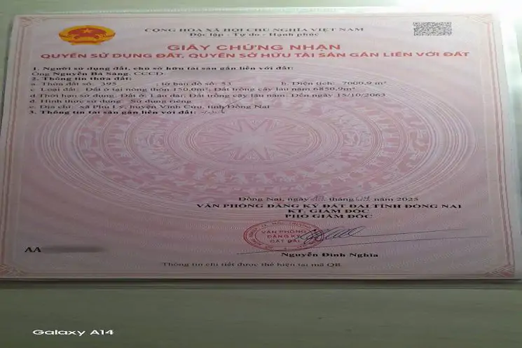 Kẹt Tiền Cần Bán Đất Phú Lý Vĩnh Cửu Có Thổ Cư