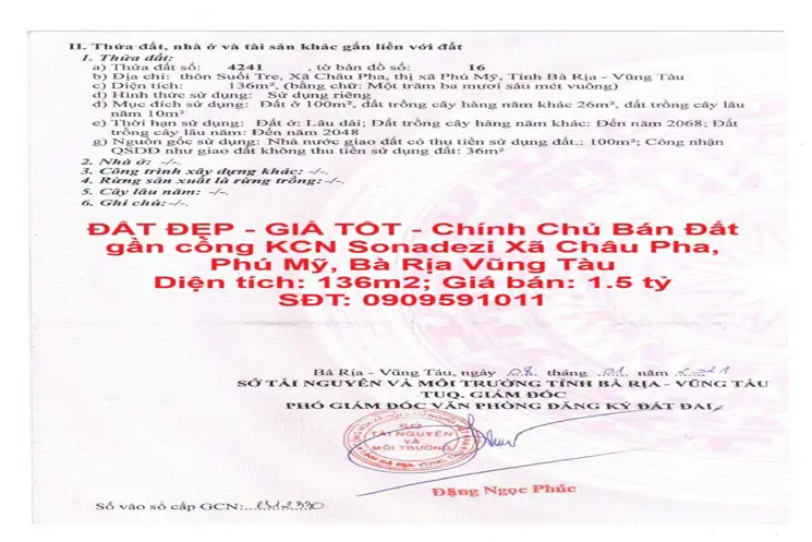 Đất Đẹp - Giá Tốt - Chính Chủ Bán Đất Gần Cổng Kcn Sonadezi Châu Đức, Điểm Đầu Vành Đai 4 - ảnh 1