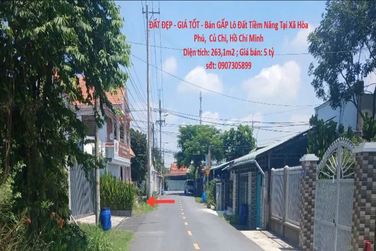Đất Đẹp - Giá Tốt - Bán Gấp Lô Đất Tiềm Năng Tại Xã Hòa Phú, Củ Chi, Hồ Chí Minh