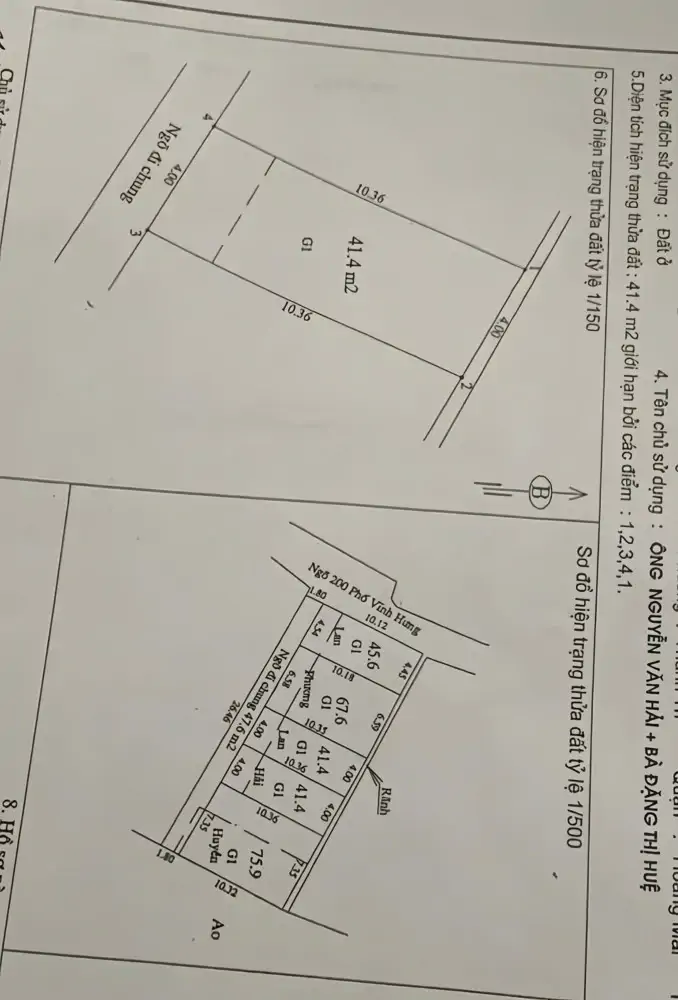 Bán Đất 41.5M² Ngõ 200 Vĩnh Hưng - Có Nhà Cấp 4