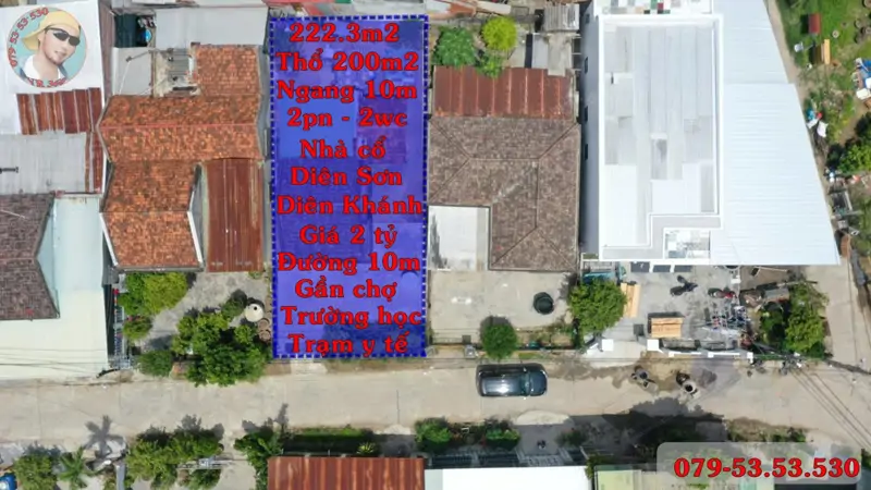 Bán Nhà Cổ Trung Tâm Diên Khánh – 222.3M² (200M² Thổ Cư), Đường 7M Quy Hoạch 10M, Sổ Hồng Riêng,