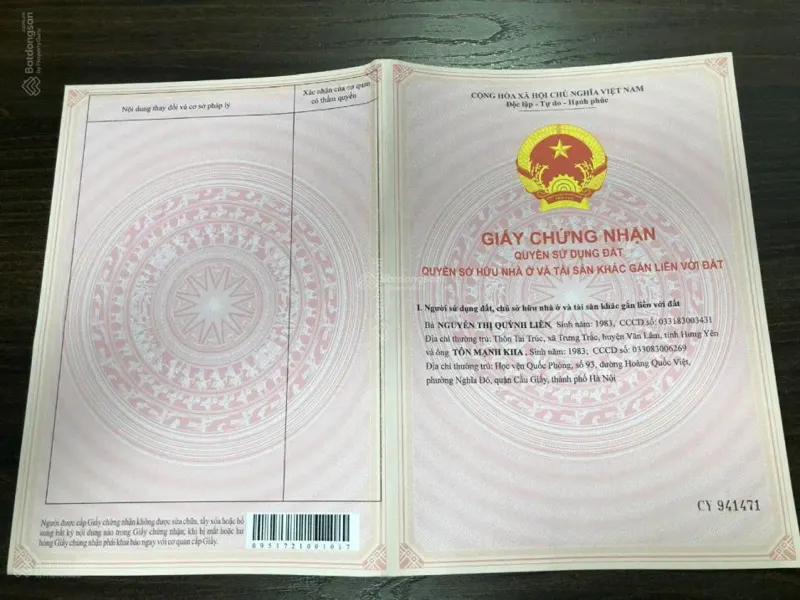Sổ Đỏ Chính Chủ. Quy Hoạch An Toàn. Khách Mua Yên Tâm Pháp Lý Để Nắm Giữ Lâu Dài