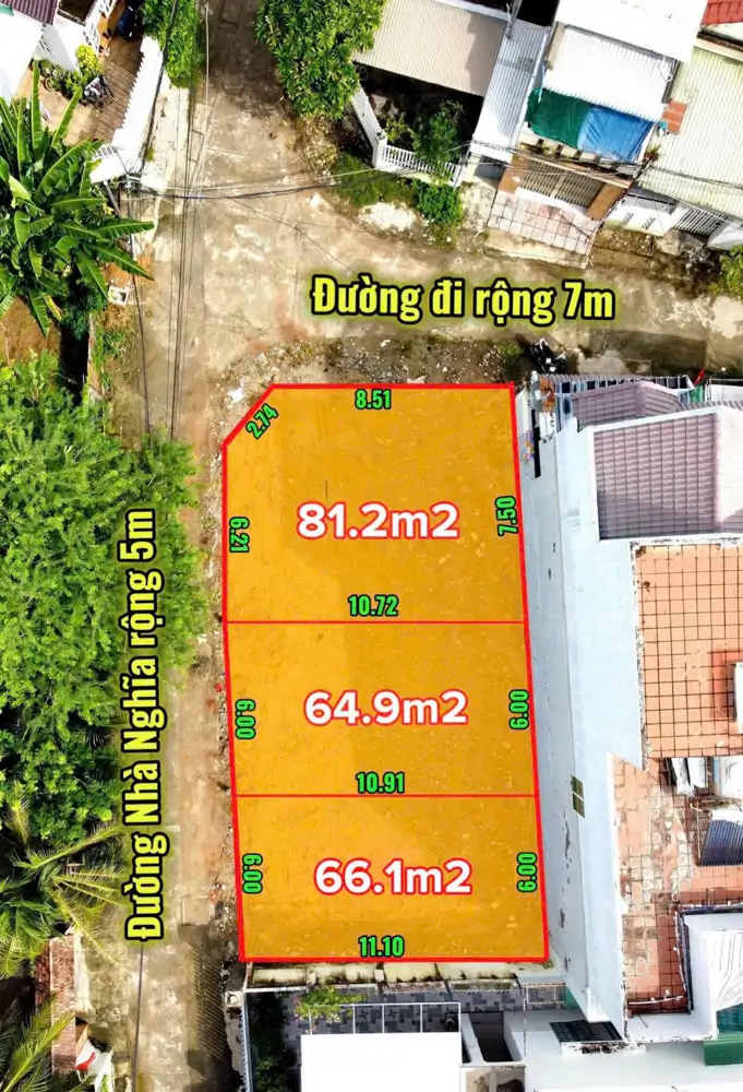  Hàng Hiếm 3 Lô Đất Mặt Đường Nhà Nghĩa Vĩnh Thạnh- Diện Tích:  64.9-66.9-81.2M2 Full Thổ - ảnh 1