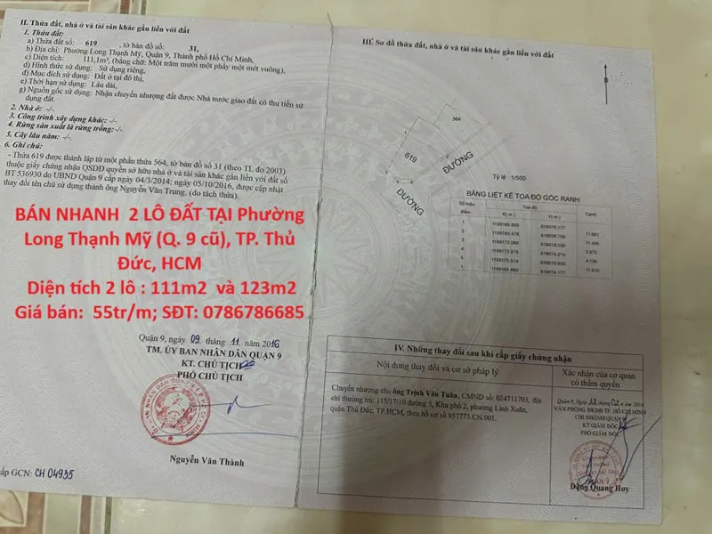 Đất Đẹp  - Giá Đầu Tư –Cần Bán Nhanh  2 Lô Đất Tại Phường Long Thạnh Mỹ (Q. 9 Cũ), Tp. Thủ Đức, Hcm