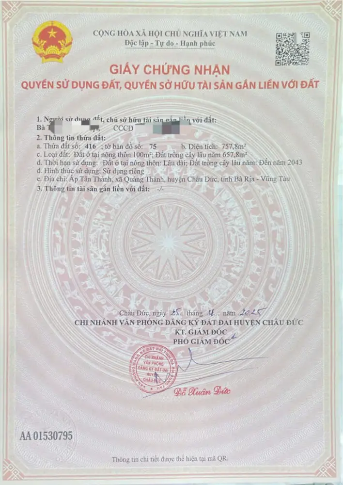 Chủ  : Bán Ngang 10 Tdt 750M Có 100Tc Sổ Sẵn Cầm Tay - ảnh 1