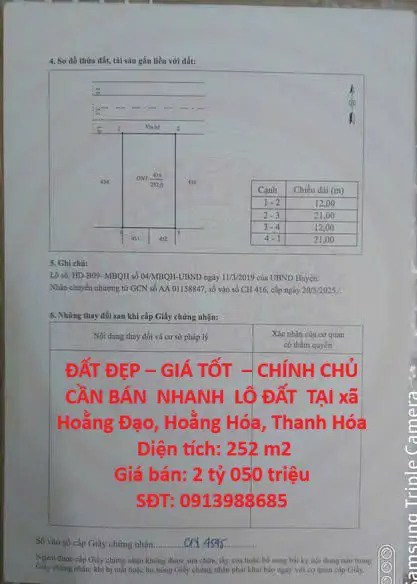 Đất Đẹp – Giá Tốt – Chính Chủ Cần Bán Nhanh Lô Đất Tại Xã Hoằng Đạo, Hoằng Hóa, Thanh Hóa