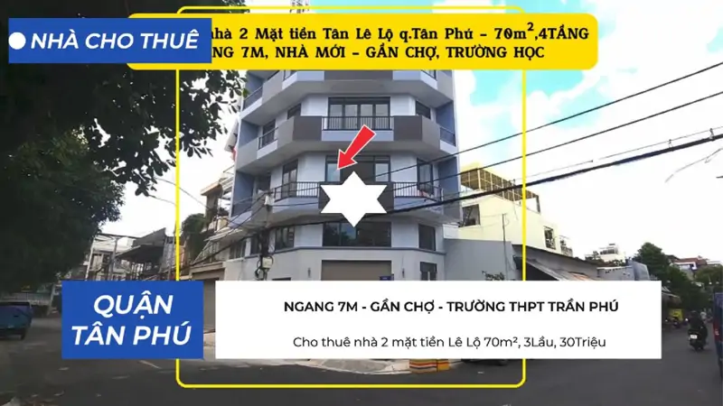 Cho Thuê Nhà 2 Mặt Tiền Lê Lộ 70M², 3Lầu, 30Triệu - Ngang 7M - ảnh 1
