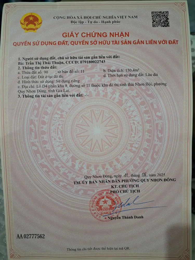 Chính Chủ Cần Bán Đất Ở Đô Thị- Đẹp, Gía Tốt -Quy Nhơn Đông , Gia Lai -2.5 Tỷ