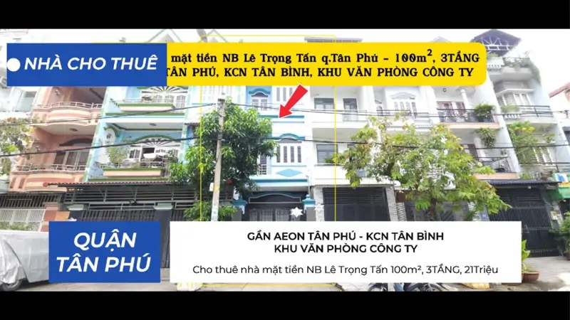 Cho Thuê Nhà Mặt Tiền Nb Lê Trọng Tấn 100M², 3Tầng, 20Triệu - Khu Văn Phòng, Dịch Vụ - ảnh 1