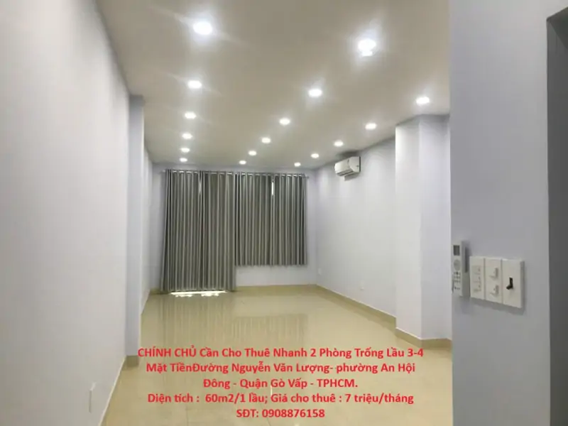 Chính Chủ Cần Cho Thuê Nhanh 2 Phòng Trống Lầu 3-4 Mặt Tiền Đường Nguyễn Văn Lượng- Phường An Hội
