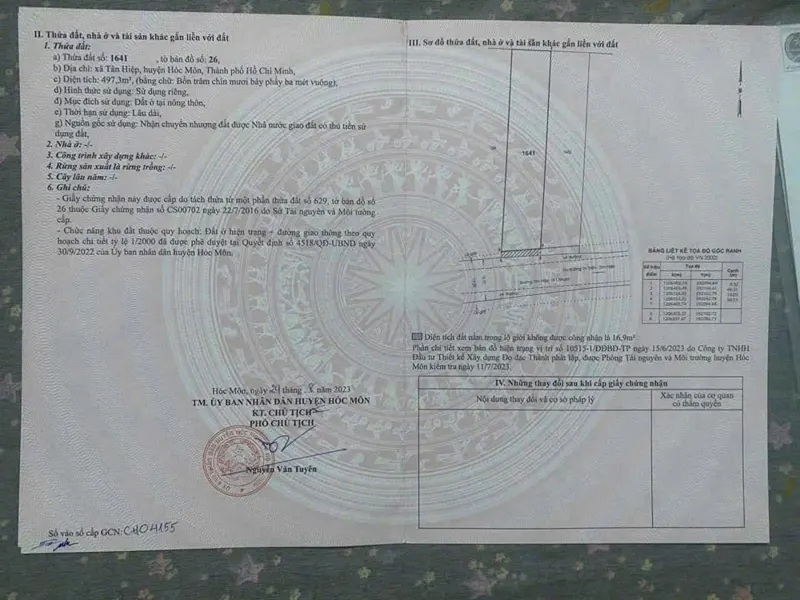 Đất (20X50) Full Thổ Cư - Mặt Tiền Ht14, Xã Tân Hiệp, Hóc Môn Chỉ 23.5 Tỷ