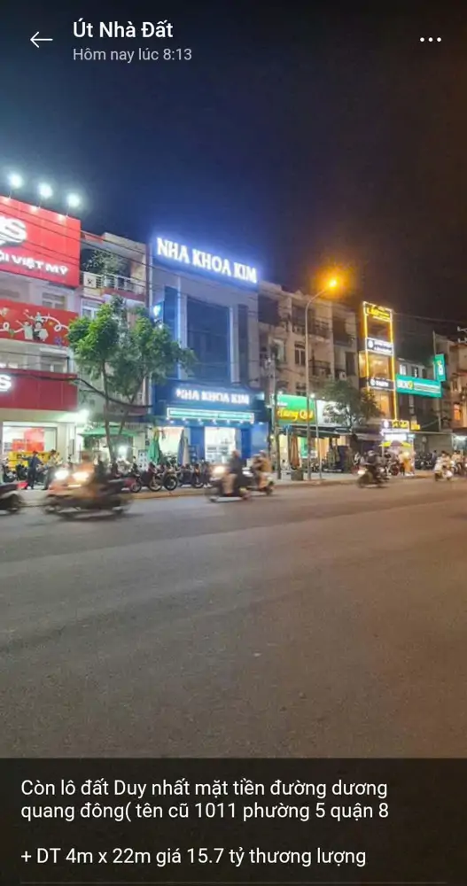 Lô Duy Nhất Mặt Tiền Đường Dương Quang Đông P5 Q8