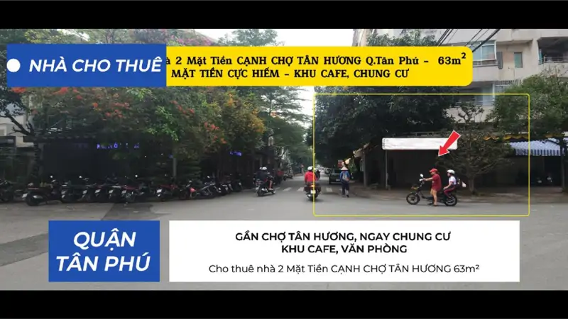 Cho Thuê Nhà 2 Mặt Tiền Cạnh Chợ Tân Hương 63M²- Khu Cafe, Chung Cư - ảnh 1