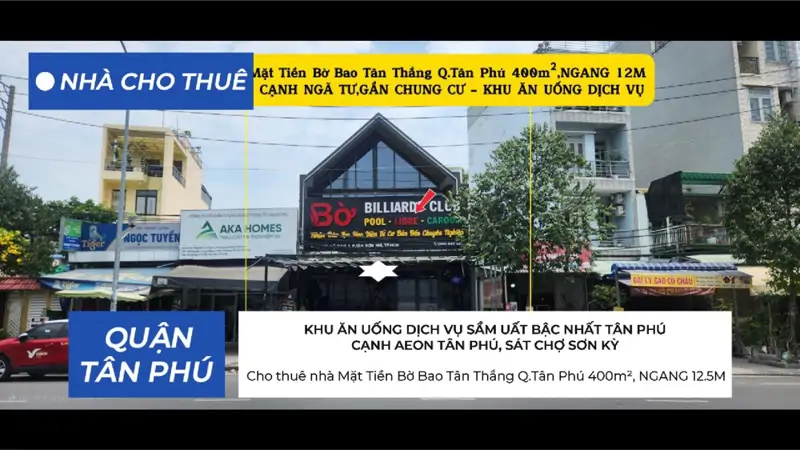 Cho Thuê Nhà Mặt Tiền Bờ Bao Tân Thắng Q.tân Phú 400M²,Ngang 12.5M, Cạnh Aeon - ảnh 1