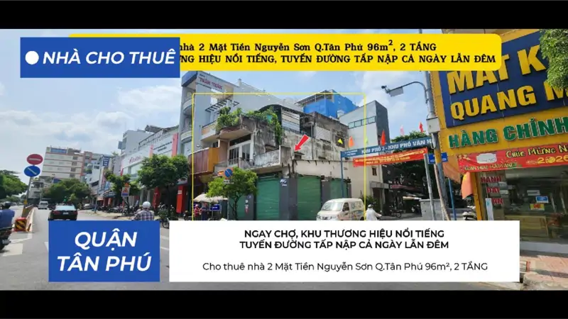 Cho Thuê Nhà 2 Mặt Tiền Nguyễn Sơn Q.tân Phú 96M²,2Tầng - Ngay Chợ, Khu Thương Hiệu - ảnh 1