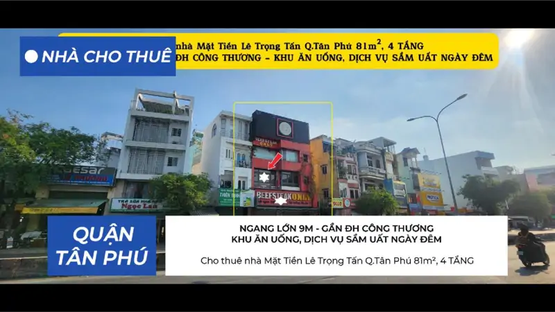 Cho Thuê Nhà Mặt Tiền Lê Trọng Tấn Q.tân Phú 81M²,4 Tầng, 59Triệu - Cạnh Đh Công Thương - ảnh 1