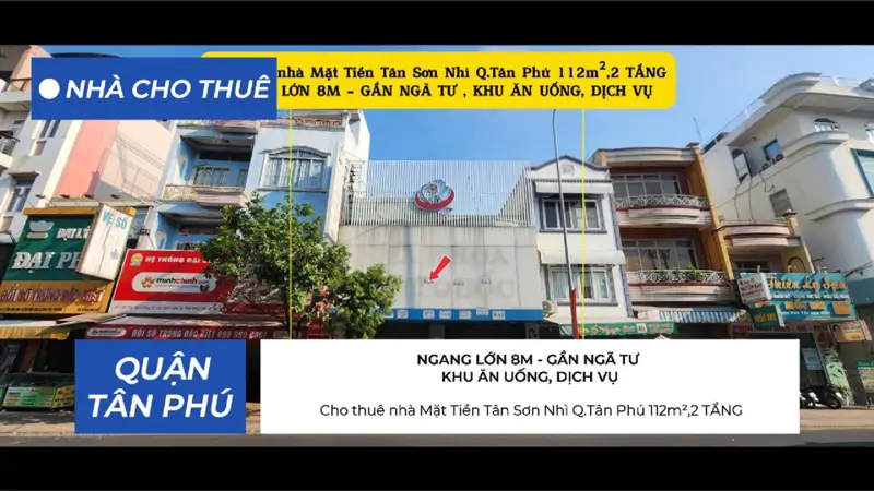 Cho Thuê Nhà Mặt Tiền Tân Sơn Nhì Q.tân Phú 112M²,2 Tầng, Ngang 8M, 55Triệu - ảnh 1