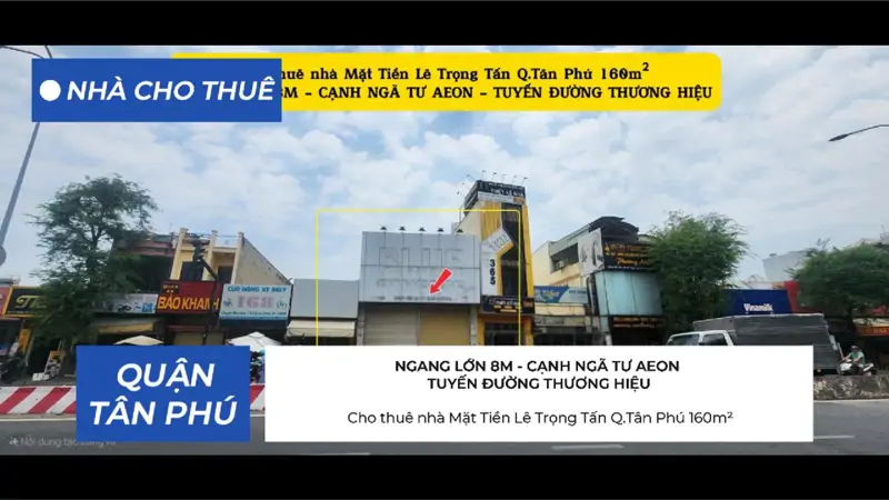 Cho Thuê Nhà Mặt Tiền Lê Trọng Tấn Q.tân Phú 160M²,Ngang 8M, 68Triệu - Ngay Ngã Tư Aeon - ảnh 1