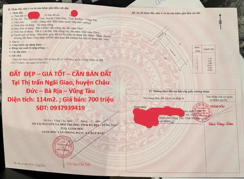 Đất Đẹp – Giá Tốt – Cần Bán Đất Tại Thị Trấn Ngãi Giao, Huyện Châu Đức – Bà Rịa – Vũng Tàu