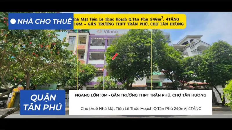 Cho Thuê Nhà Mặt Tiền Lê Thúc Hoạch Q.tân Phú 240M², 4Tầng, Ngang 10M, 60Triệu - ảnh 1