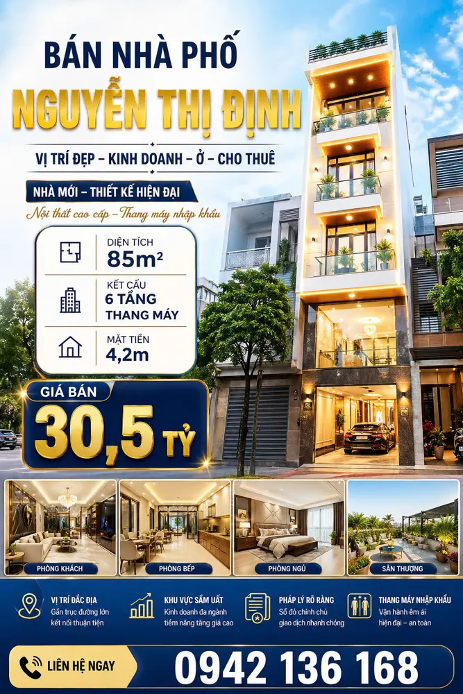 Bán Nhà Phố Nguyễn Thị Định, Trung Hòa Nhân Chính 85M2 Xây 6 Tầng Thang Máy Giá 30 Tỷ