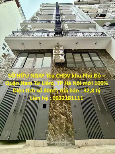 Sở Hữu Ngay Tòa Chdv Khu Phú Đô – Quận Nam Từ Liêm, Tp Hà Nội Mới 100%
