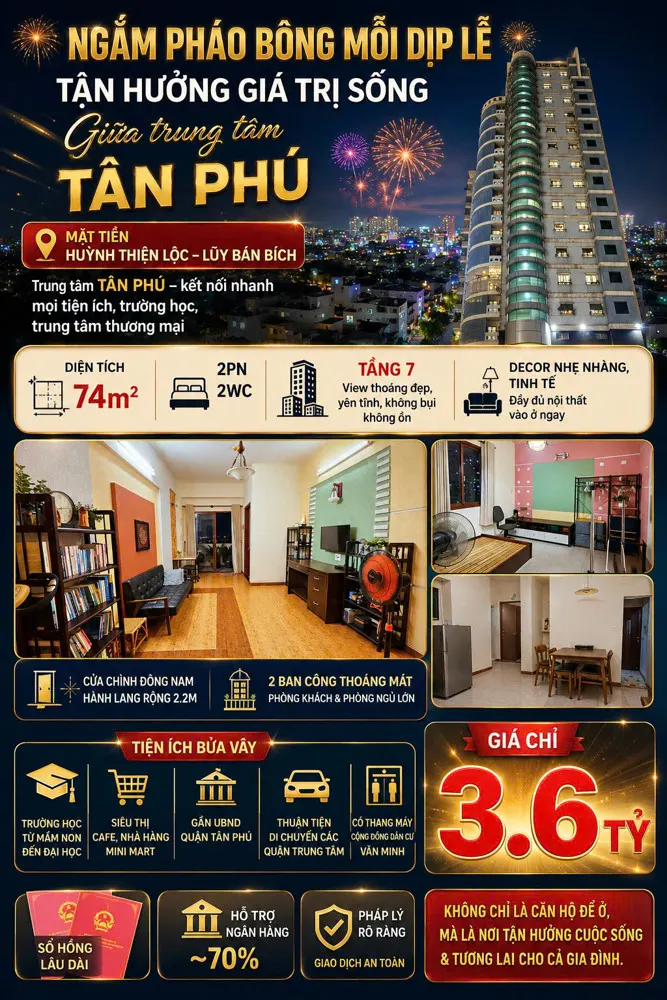 Mặt Tiền Huỳnh Thiện Lộc – Lũy Bán Bích Đắc Địa, Căn Hộ Lầu 7 Chung Cư Khang Phú - Quận Tân Phú,